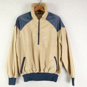 Vintage LL Bean Anorak Mens Extra Large Beige Blue Jacket Lightweight Zip USA